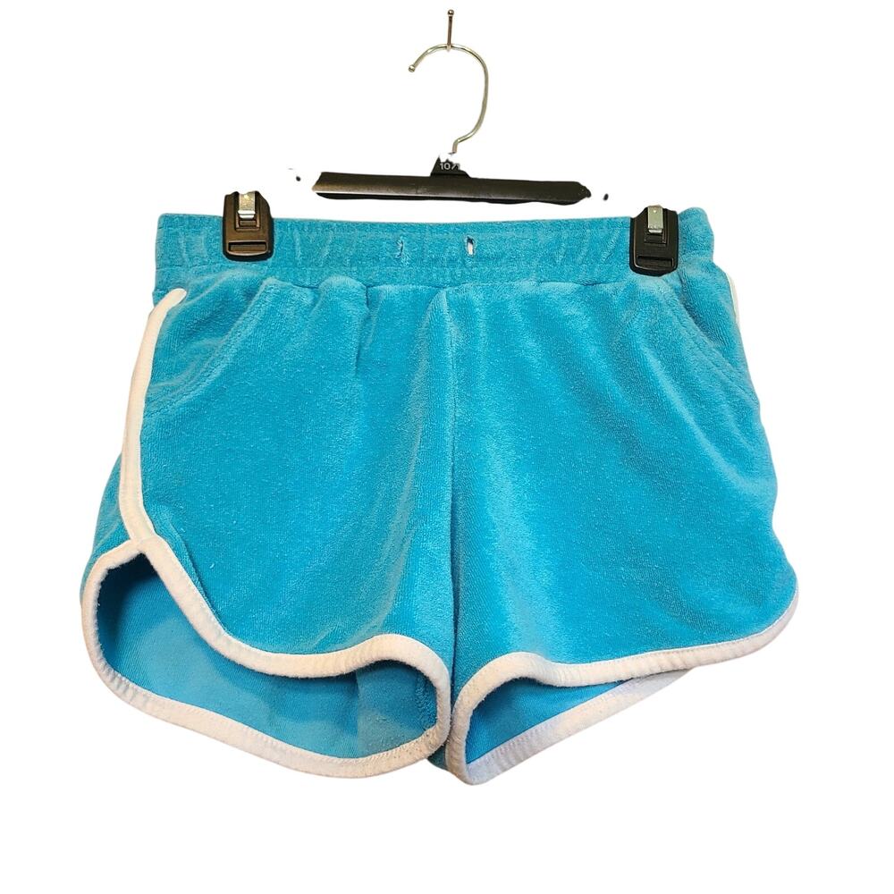 Cat & Jack Terry Cloth Shorts Youth Girls M (7/8) Blue White Piped Trim Summer